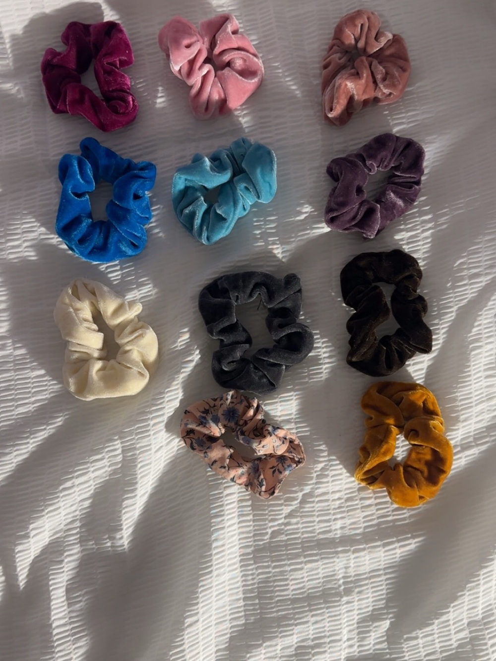 Velvet & Floral Scrunchie Set - Multi Color Hair Ties